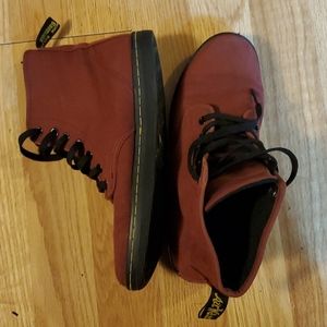 Dr. Martens Red Canvas Boots
